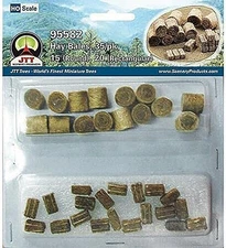 JTT Hay Bales Round and Square - HO Scale Model Railroad Farm Scenery - #95582
