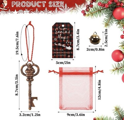 Christmas Santa Key Ornament No Chimney Houses Vintage Metal Magic KeySanta Card
