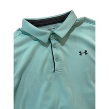 UNDER ARMOUR Polo Shirt Mens 2XL Mint Green HeatGear Short Sleeve Loose Fit