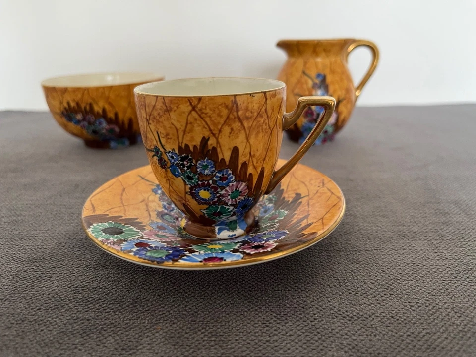 Carlton Ware Hollyhocks Coffee Duo, Cream & Sugar - image 2 of 4