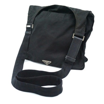 PRADA V218 Nylon Shoulder Bag Black Authentic Crossbody with Triangle Logo