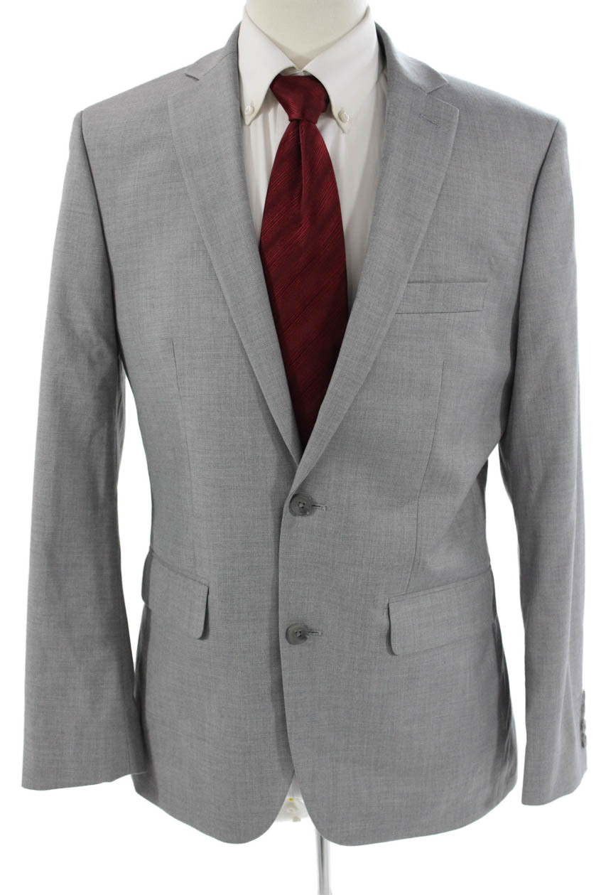 Apt. 9 Mens Gray Solid Collared Suit Jacket Butto… - image 1