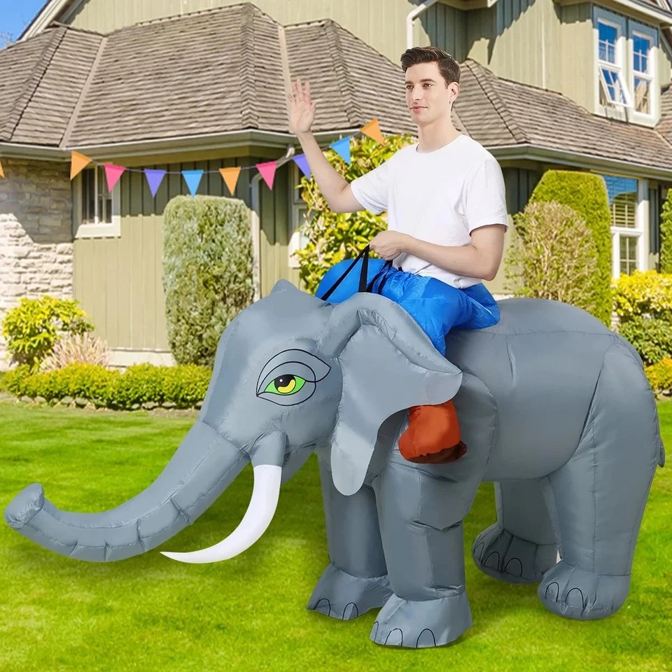 Disfraz de elefante inflable para mujer hombre circo disfraz inflable divertido blo... Foto 4 de 4