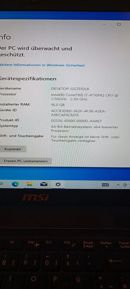 Msi MS-16GF GE60 - Core i7 - 16GB RAM 1TB HDD Windows 10 Gaming Notebook Laptop - Bild 3 von 4