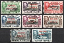 1944-45 Géorgie du Sud îles Malouines colonies britanniques SG B1-B8 série complète CV 30 $