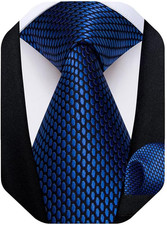 Mens Solid Color Tie and Pocket Square Set Woven Silk Plain Necktie  Handkerchi