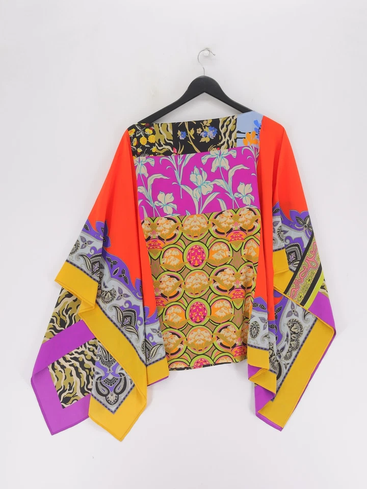 Top túnica para mujer ETRO multi floral 100 % seda manga larga cuello redondo Foto 2 de 4