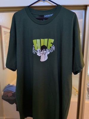 HUF Mens T Shirt Green Size XXL Short Sleeve Crew Neck Cotton