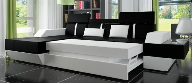 Divano angolare design + USB salotto divano divano angolare tessuto pelle su misura nuovo foto 4