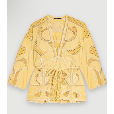 NEW NWT Maje 'ALOHA' Embroidered Kimono Jacket Yellow size 38 | eBay