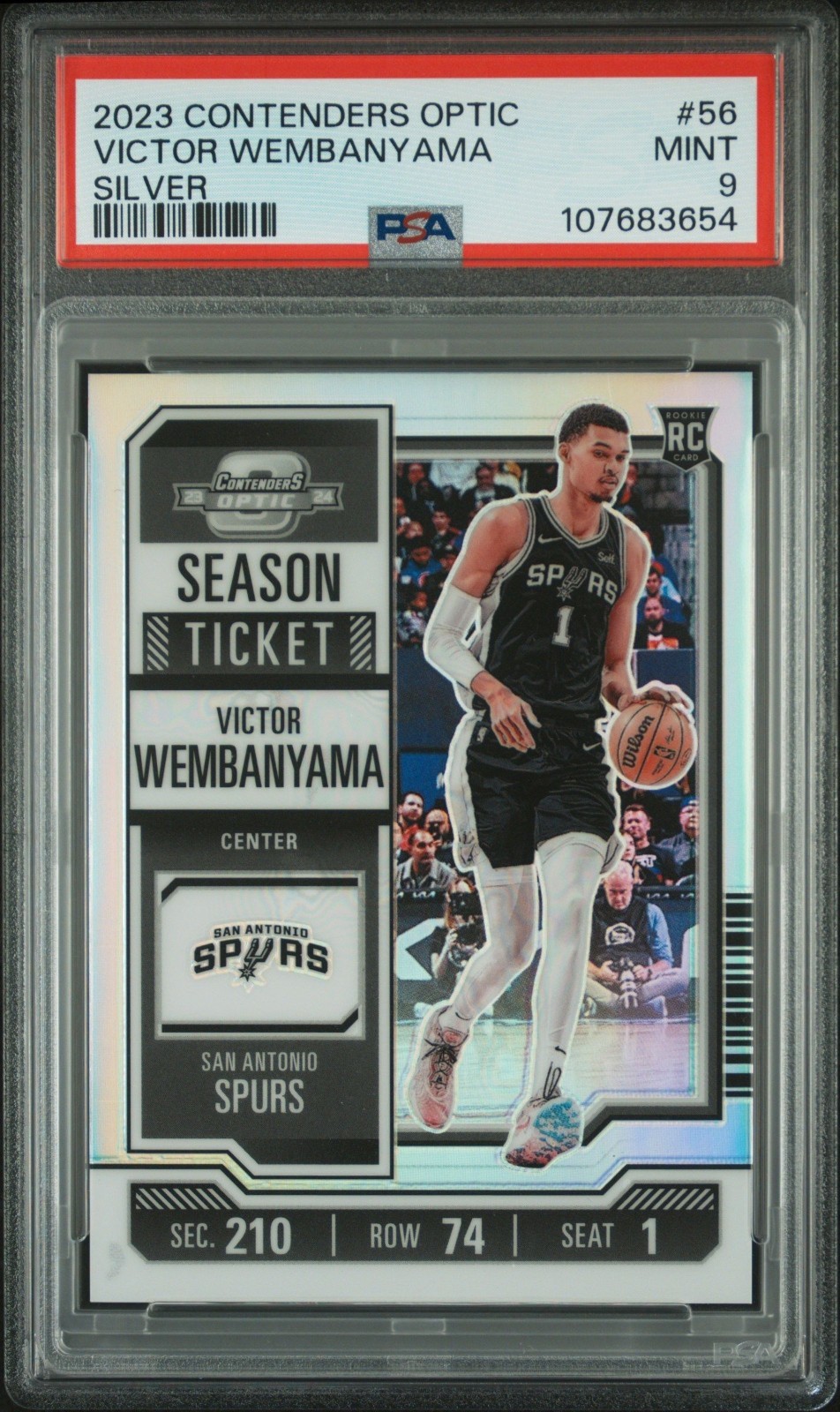 Victor Wembanyama 2023-24 Contenders Optic Silver #56 Rookie (RC) PSA 9