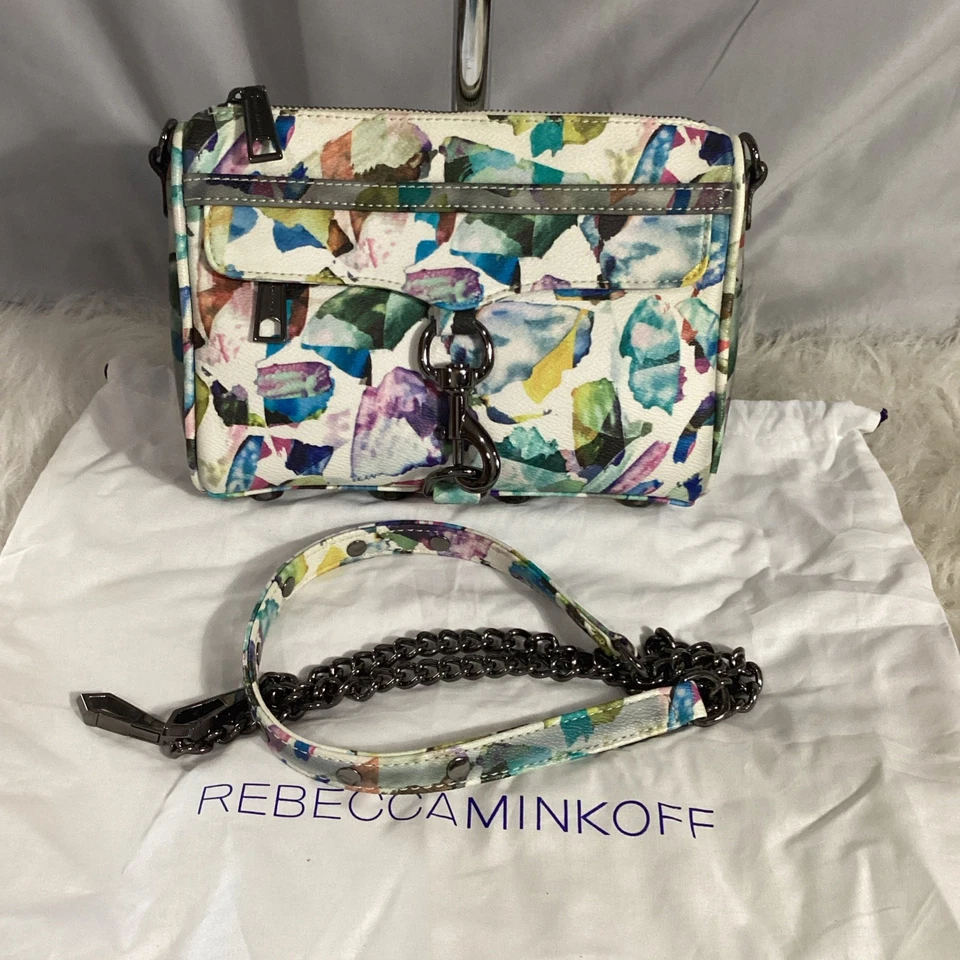 Bolso Bandolera de Hombro Rebecca Minkoff MAC Mini Cuero Acuarela Pastel Usado en Excelente Condición 07 Foto 3 de 4