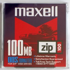 Maxell iomega Zip 100 Disks, 100MB Capacity, IBM Formatted, New Used