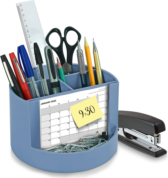 Acrimet Stiftehalter Mit Fotohalter, Schreibtisch Organizer, Blau | 4 FäCher, Ro-image
