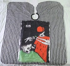 Fengy Barber Shop Barber Cape Skull Graphic Black White Stripe Adult Salon Cape