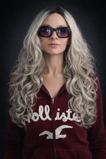 30" Platinum Blonde Lace Front Wig Long Wavy Curly Silver Blonde No Glue