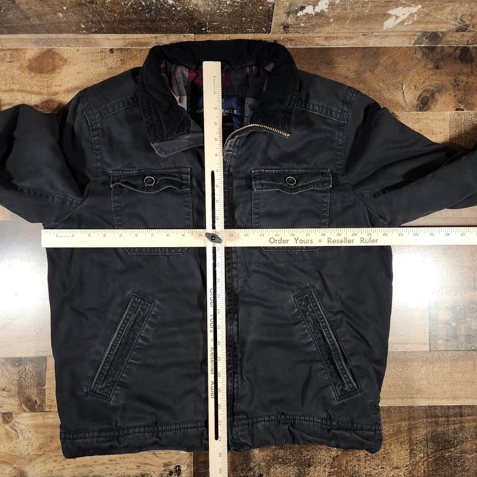 American Eagle Jacket Men Medium Black Flannel Li… - image 7