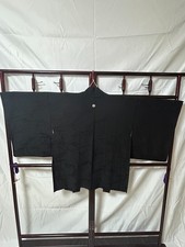 Japan Kimono Haori Solid black with subtle leaf pattern Pre-owned