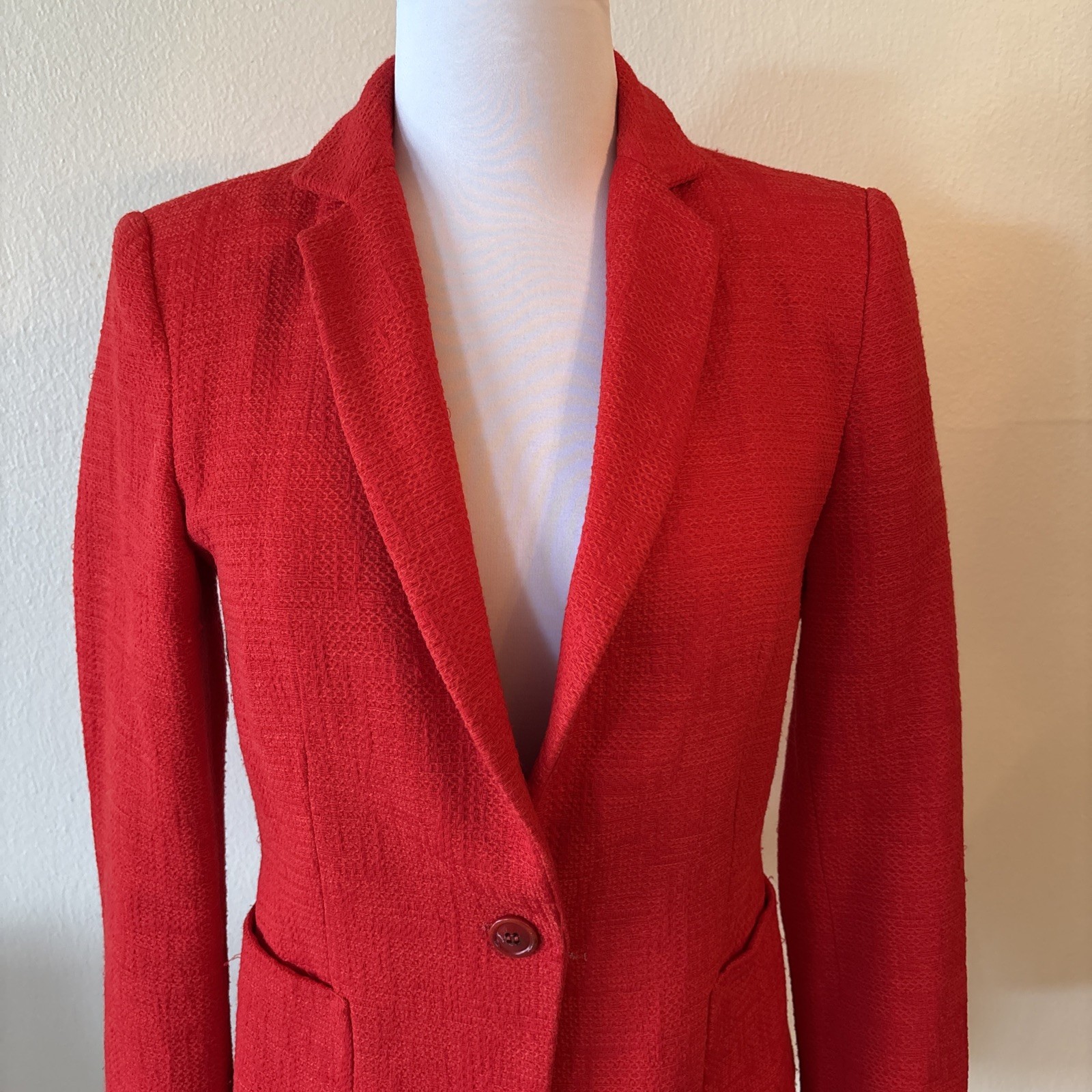 ZARA basic Red Button Side Pockets Blazer Jacket~… - image 3