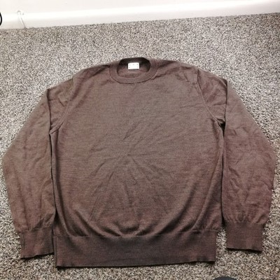 Asket Sweater Merino Wool Crewneck Pullover Brown Mens Large Short