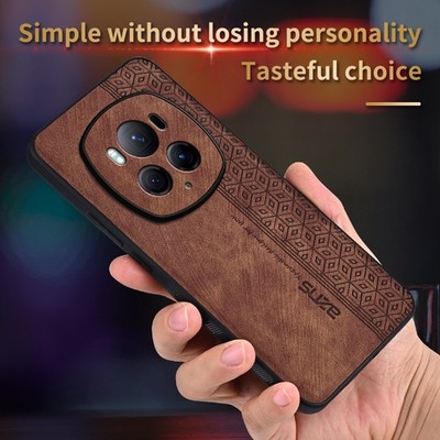 For Honor Magic6 Pro, Luxury Shockproof Business Retro Leather Soft Case Cover