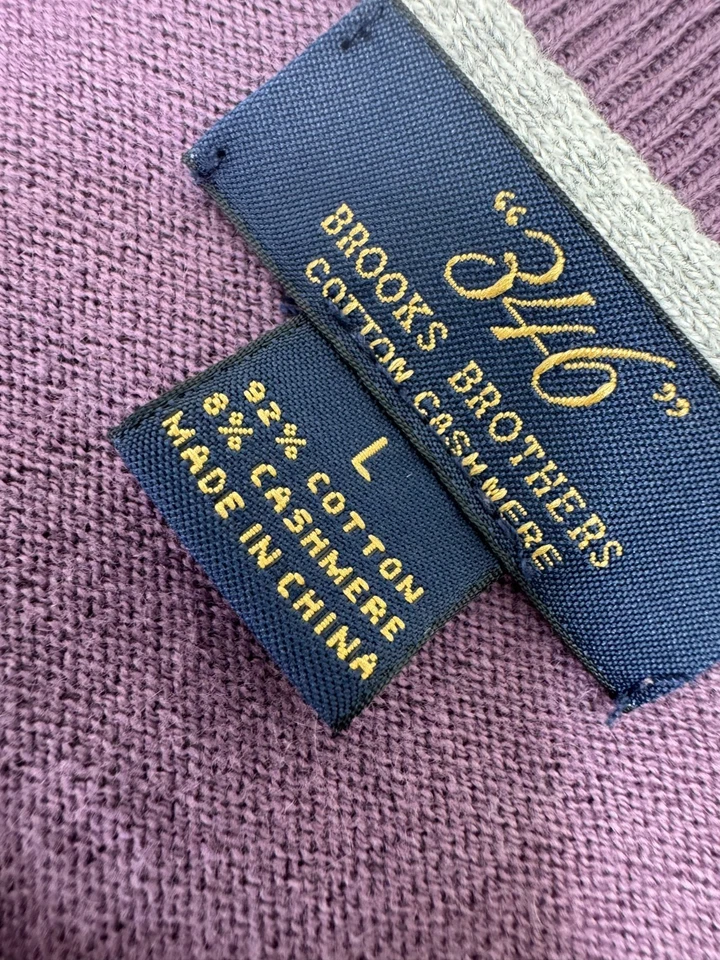 Brooks Brothers Sweater Mens Large L Cashmere Blend Purple Pullover Crewneck - Image 3 of 4