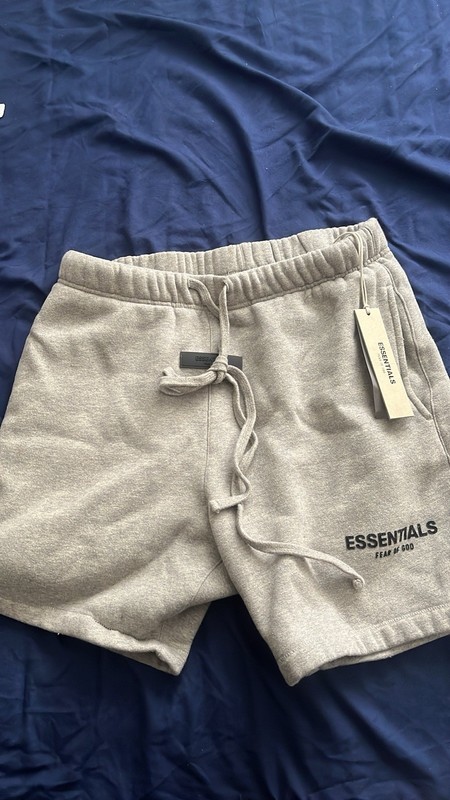 Essentials Fear of God Men's Gray Fleece Athletic Shorts XS Logo Drawstring