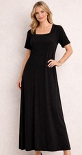 Coldwater Creek Women's Black Knit Maxi Dress PXL Acetate Blend Travel Comfort