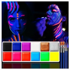 Glow in The Dark Face Body Paint Sticks 12 Neon Colors for UV Blacklight Par
