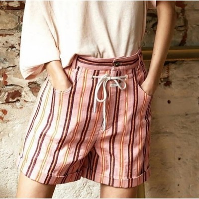Free People X Closed Lexi Striped Linen Shorts Women's Size 25