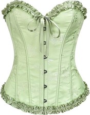 SZIVYSHI Lace Corset Top Bustier Shapewear Lingerie Push Up Bodysuit Green 3XL