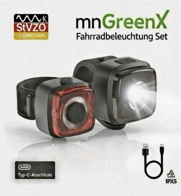 Fahrradlicht Set StVZO-LED Fahrradbeleuchtung/Lampe -USB-C -superhell-IPX5