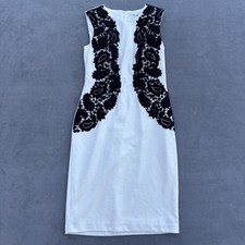 Calvin Klein Women's 4 Sleeveless Classic Cocktail Dress White Black Floral