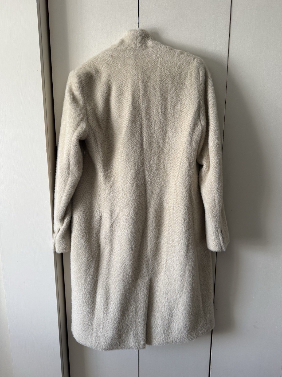 LOFT Ivory Herringbone Button Collared Lined Over… - image 3