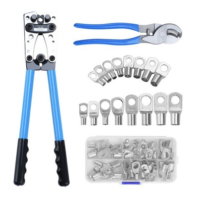 Battery Cable Lug Crimping Tool, heavy-duty wire crimper with Cable Cutter an...