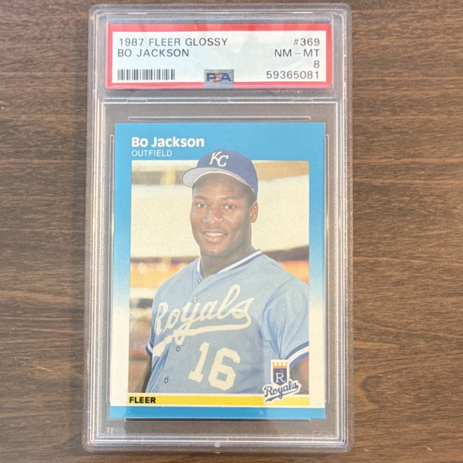 1987 Fleer Glossy Bo Jackson Rookie #369 PSA 8 Kansas City Royals