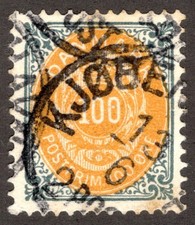 DENMARK 1895 SC #52 - VF P-13 100o town CDS cv $35.00  *Bay Stamps*