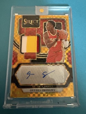 2023-24 Panini Selet Gold prizm /10 Onyeka Okongwu #AM-ONY Game Worn ATL Hawks