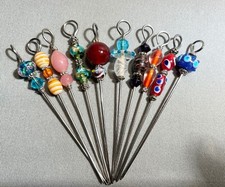 10 Vintage Art Glass Bead Martini Cocktail Picks Appetizers Barware Handmade