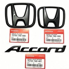 3pc Black Front Grille Trunk Emblem For Honda Accord Sedan 4door Badge 2008-2017