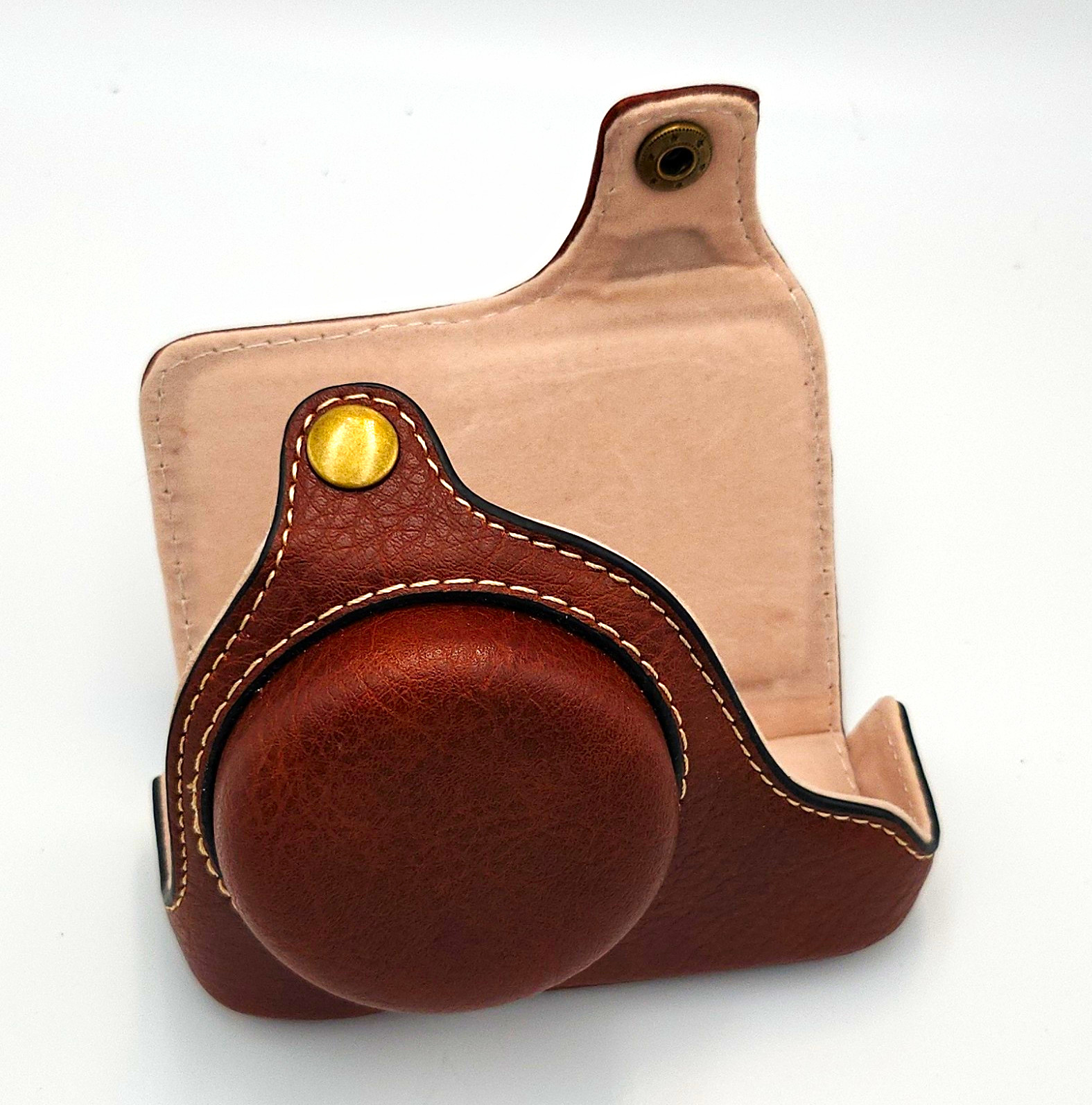 Leather Half Case for Camera Protective Cover Universal Fit Brown Colour