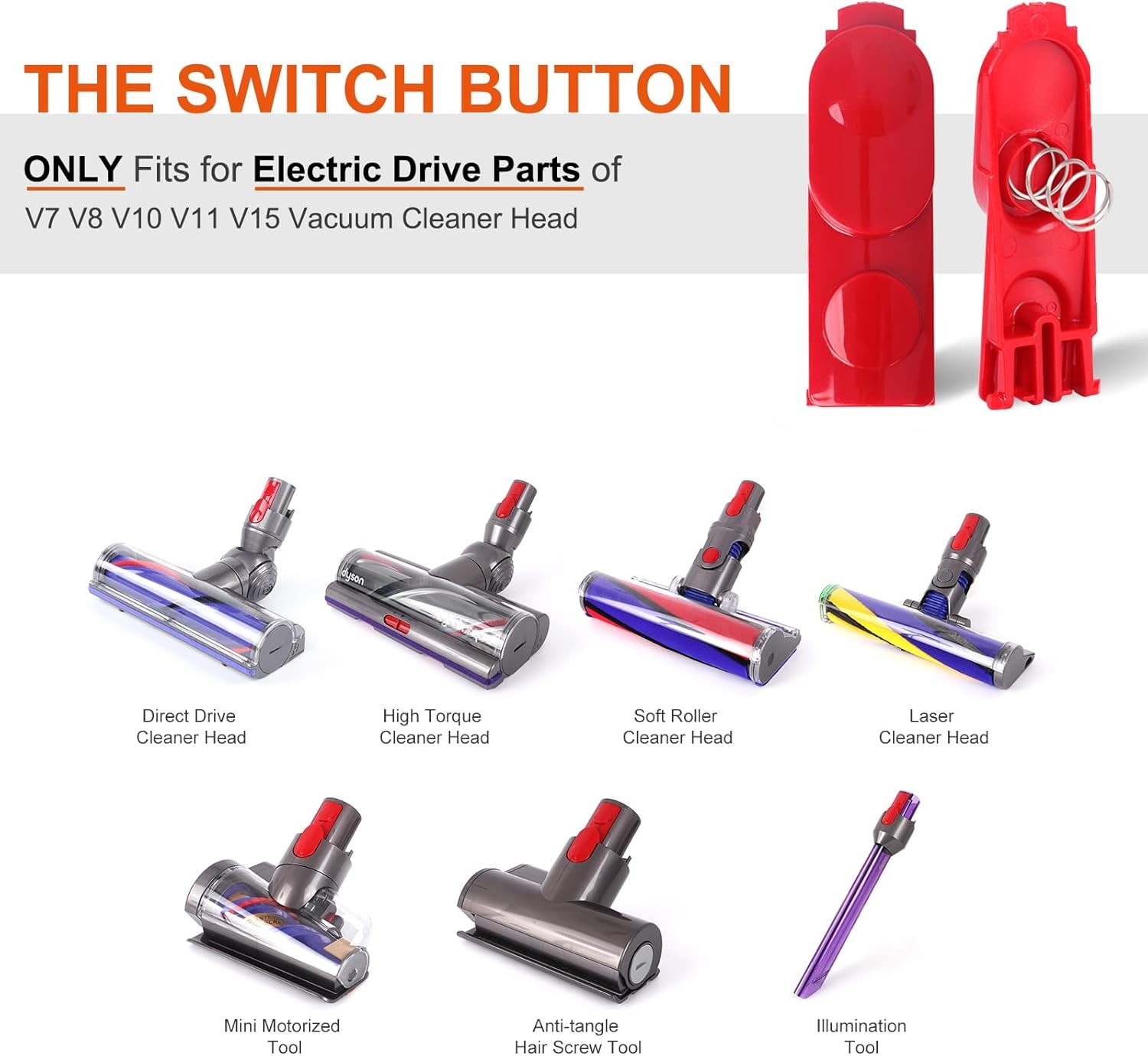 Extension Wand/Cleaner Head Clip Latch Tab Button 2.27*0.7, One Set 