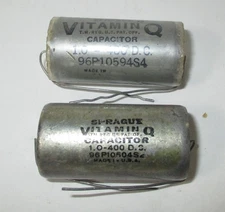 Sprague Vitamin-Q No. 96P10594S4 1.0UF 400V Capacitors 2 Pcs. Tested