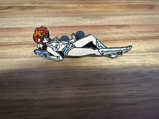 Retro Pinup Girl With Gun Enamel Lapel Pin Badge