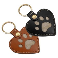 2pcs Pet Cat Dog Hair Keychain PU Leather Pet Hair Storage Case Hair Keepsake