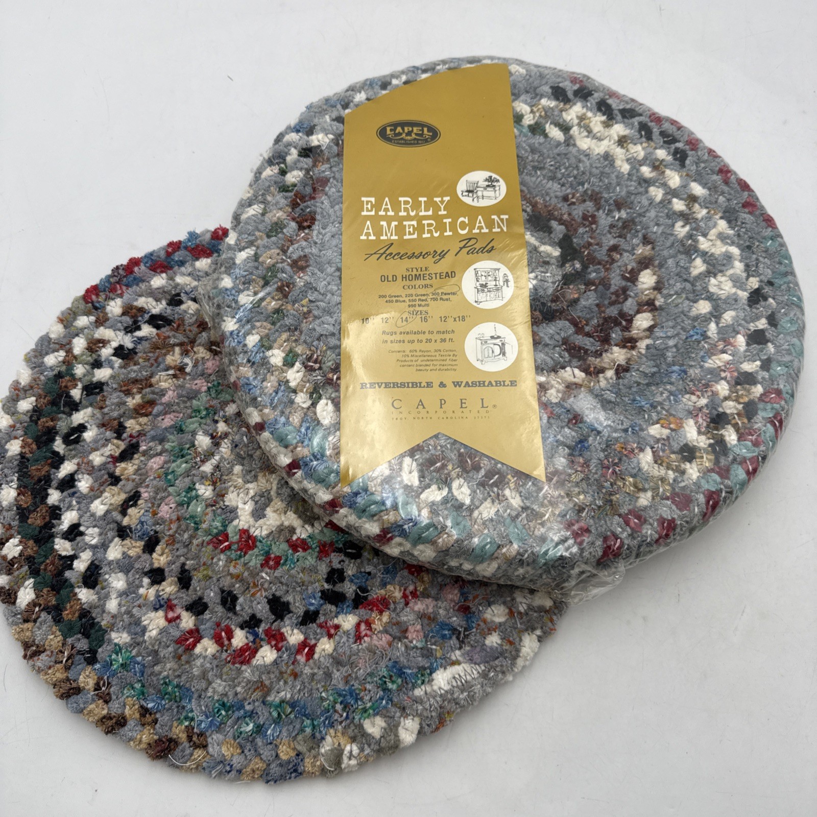 Capel Early American Accessory Pads Old Homestead 14" Braided Chair Seat Pad NEW