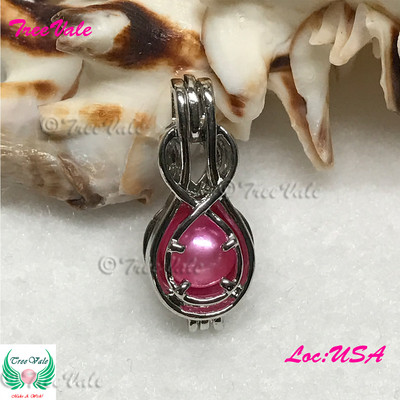 Infinite Violin Guitar - Silver Plated - Locket Pearl Cage Pendant - Hold 6-8mm
