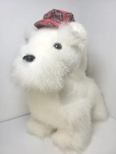 Vintage White Scottish Terrier 13" Tall Puppy Dog Plush Stuffed Animal Toy