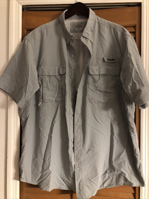 World Wide Sportsman Fishing Shirt Mens Large Blue Vented Multi Pockets Fly 2XL