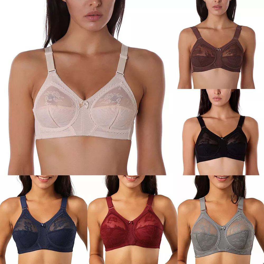 Womens Non-Padded Classic Lace Full Cup Bras Non-Wired Minimiser